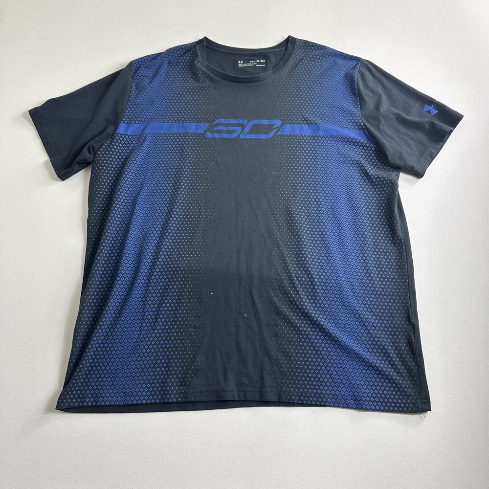 Under Armour Curry T Shirt Men 2XL Black Blue Short Sleeve SC Stephen Basketball
